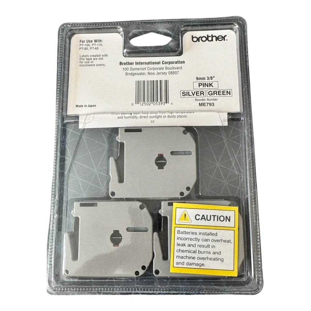 Brother P Touch Label Maker Tape 3 Pack M Pink Green Silver M-E21 M-721 M - 921